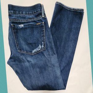 Fidelity Dark Wash Distressed 5 Year Selvedge Slim Straight Leg Jeans